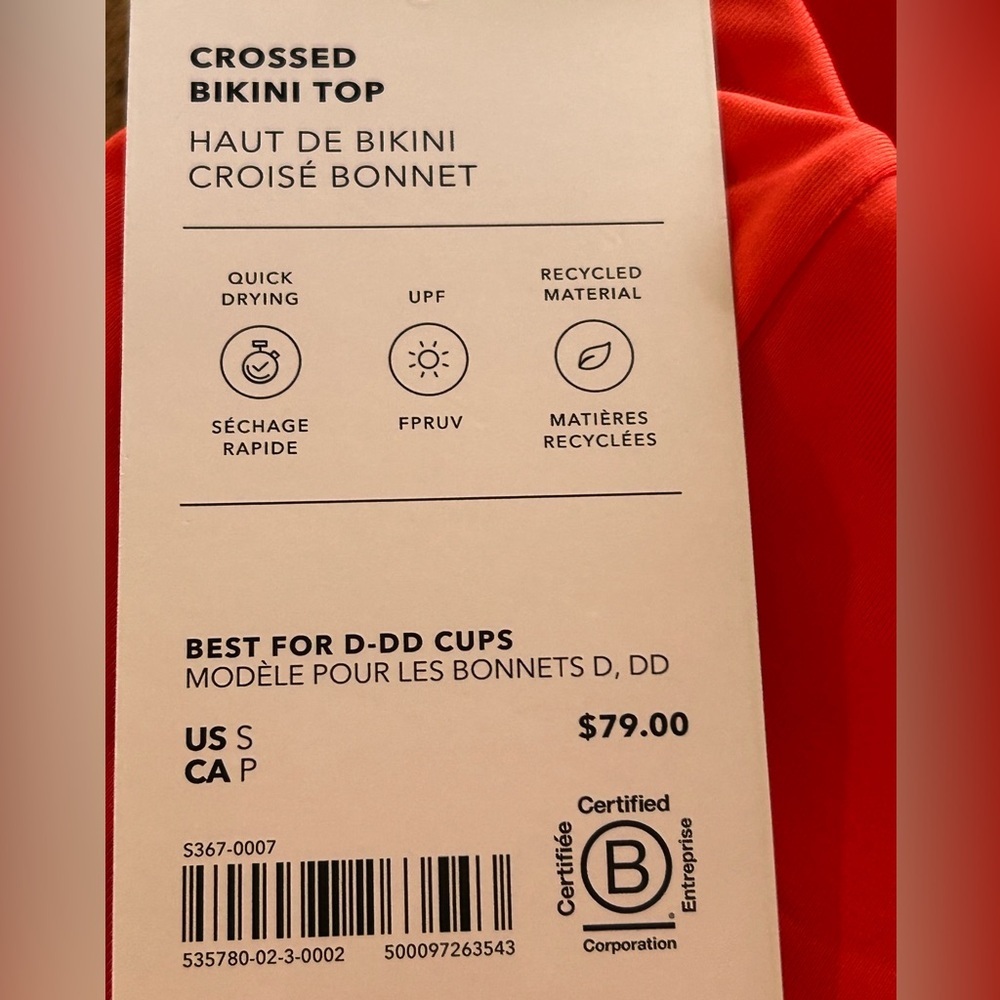 Athleta D/DD Crossback Bikini Top Coral Red NWT Size Small Support Swim - Picture 5 of 8
